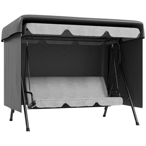 Image of Outsunny Patio 3 Seater Swing Chair Bench Cover Outdoor Garden Furniture Rain Protection Cover Protector Waterproof Anti-UV, 215L x 155W x 150Hcm, Dark Grey