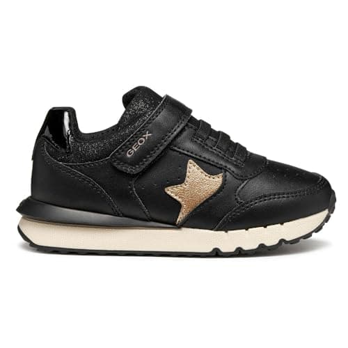 Image of Geox Girls J Fastics Sneaker, Black Lt Gold, 13 UK