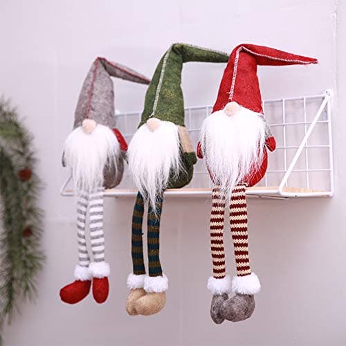 Image of Leipple Gnome Christmas Ornaments - Christmas Gonk Decoration Handmade Swedish Tomte Gnomes Plush Scandinavian Santa Elf Table Ornaments (Long legged)