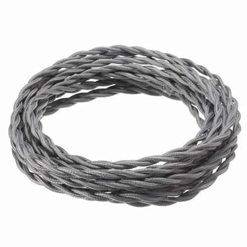 Image of wire, 2 Core 0.75mm² Twisted Braided Textile Electrical Wire Multicolor Multiple Lengths(Grey,10m)