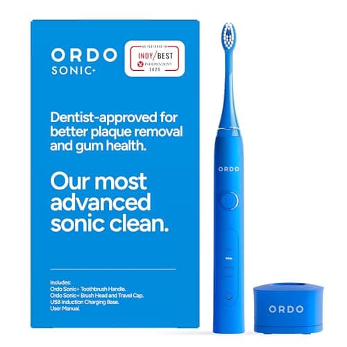 Image of Ordo Sonic+ Electric Toothbrush for Adults, Advanced Smart Tech, 4 Brushing Modes, Fast Rechargeable, Sonic Toothbrushes Over 4 Weeks Battery Life, Silicone Polishing Element, USB Charger, Arctic Blue