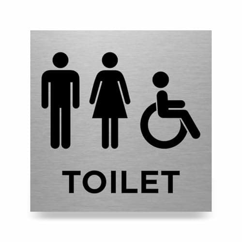 Image of Slimline Aluminium Male, Female Accessible Toilet Sign from ViroDisplay® - Brushed Silver - 150 x 150mm - Durable Printed Surface - Self-Adhesive Fixing