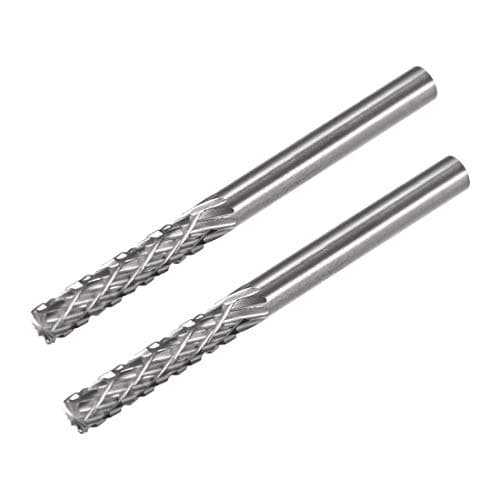 Image of sourcing map Tungsten Carbide Rotary Files 1/8" Shank, Double Cut Top Toothed Cylinder Shape Rotary Burrs Tool 3mm Dia, for Die Grinder Wood Soft Metal Polishing Model Engineering, 2pcs