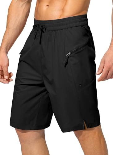 Image of Tansozer Men's Swimming Shorts Quick Dry Waterproof Boardshorts Summer Beach Swim Trunks with Zipper Pockets - No Mesh Liner Black S