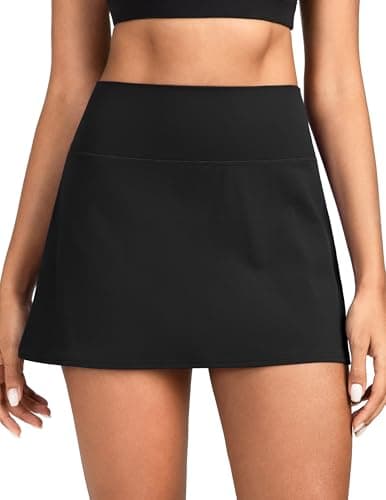 Image of Colorfulkoala Dreamlux Skirts for Women High Rise Athletic Golf Tennis Skorts Built-in Shorts with Pockets (M,Black)