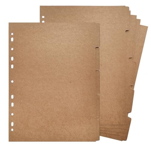 Image of DY.2ten A4 Binder Dividers 11-Holes, 1/5 Cut Tabs, Sturdy Kraft Paper Dividers with 5 Tabs for School Office Home, 2 Sets, 10 Paper Index Dividers