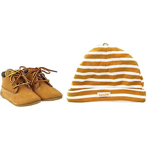 Image of Timberland Crib Bootie with Hat (Infant), Unisex Kids Birth Shoes, Wheat Nubuck, 1.5 Child UK (17 EU)