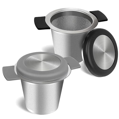 Image of 2PCS Tea Infuser for Loose Tea, 304 Stainless Steel Strainer with Silicone Heat Proof Handles, Tea and Coffee Filter for Cups,Teapots, Mugs