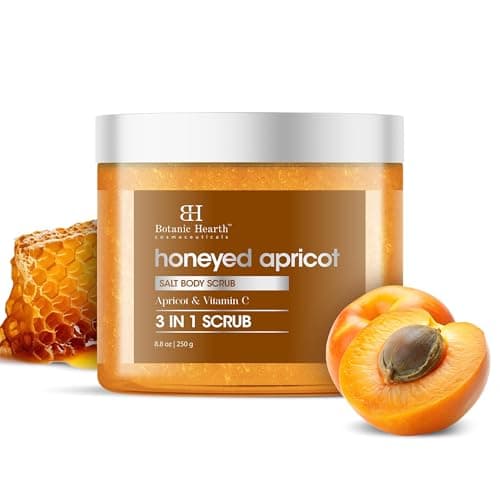 Image of Botanic Hearth Honeyed Apricot Body Scrub 8.8 fl oz (250 g) | Exfoliating and Moisturizing, Gentle Spa Treatment for Smooth and Soft Skin, Natural Ingredients, Paraben-Free