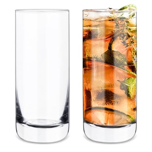 Image of Iceten Highball Glasses Set of 2, Large Clear Tall Cocktail Pub Wine Juice Glasses, Glass Tumblers - Dishwasher Safe