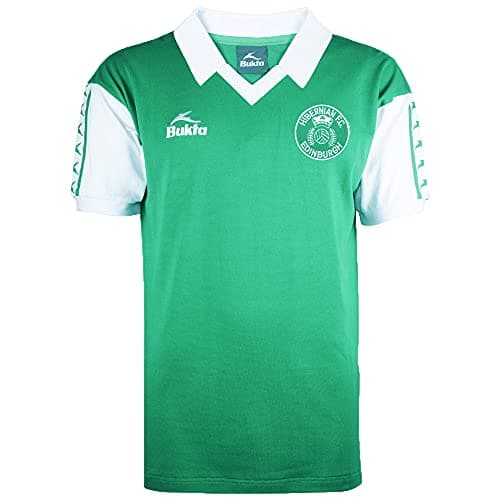 Image of Score Draw Hibernian 1978 Bukta Shirt Green/White Large Polyester