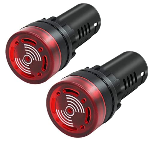 Image of mxuteuk 2Pcs 22mm AC/DC 24V Red LED Buzzer Flash Alarm Signal Indicator Light AD16-22SM-RR24V