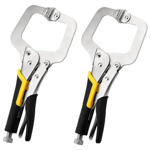 Image of ZEONHAK 2 Pack 28cm C Clamp Locking, 8cm Adjustable Opening Width Welding C Clamps with Swivel Pads, 11 Inch Face Clamps Locking Pliers for Woodwork, Welding, Cabinet