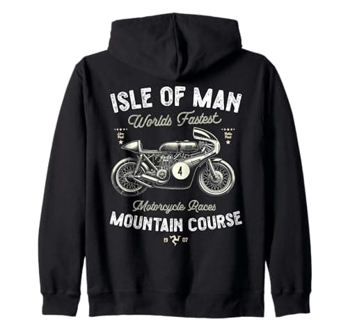 Image of Retro Isle of Man Races Vintage Motorbike Race Zip Hoodie