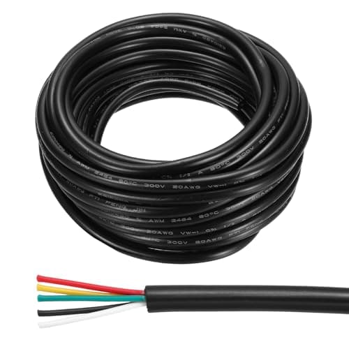 Image of sourcing map 16AWG Electrical Wire 5 Conductors 25FT/7.62m Power Cable Flexible Extension Signal Signal Cable Black for LED Strips Lamps Lighting Power Supply