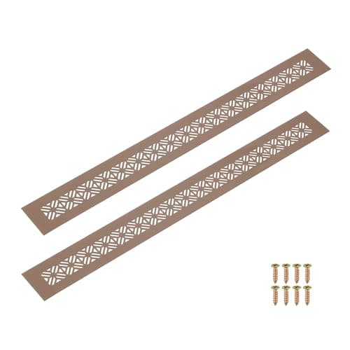 Image of sourcing map 2Pcs Aluminum Alloy Air Vents, 500 x 50mm / 19.7 x 2" Rectangle Louvered Ventilation Grille Cover with Mounting Screws for Door Cabinet Wardrobe, Brown