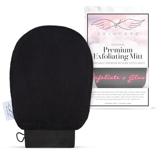 Image of Seraphic Skincare Original Premium Exfoliating Mitt for Body (1pc) – 100% Vegan Viscose Traditional Body Scrub Glove Kessa Korean Washcloth.
