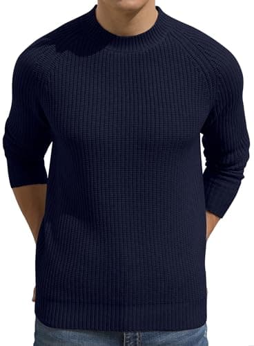 Image of Sailwind Men's Crew Neck Jumpers Tops Winter Lightweight Knitted Long Sleeve Soft Warm Knitwear Pullover Sweaters (Navy Blue, 2XL)