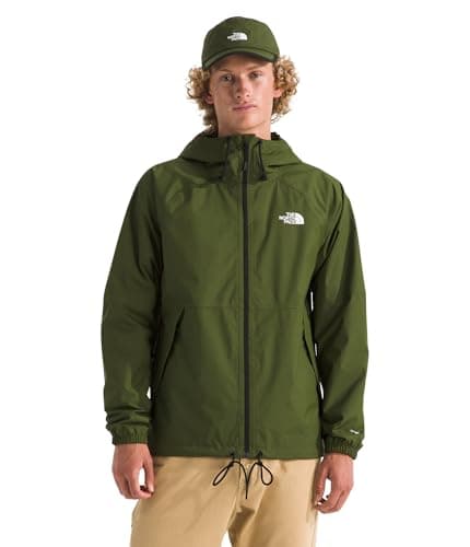 Image of The North Face Men’s Antora Rain Hooded Jacket - Waterproof, Windproof, Breathable - DryVent Shell - Recycled Materials - GREEN, M