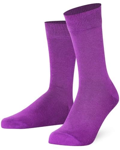 Image of Mysocks Finest Cotton Dress Socks for Men Women - Super Soft Breathable Plain Purple Crew Socks for Business Casual Looks Purple 7-11