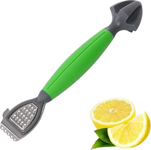 Image of Lemon Zester Bar Tool 3 in 1, Citrus, Lime Zester, Reamer and Grater with a Soft-Touch Handle, Compact for Easy Storage and Dishwasher Safe (Green/Yellow)