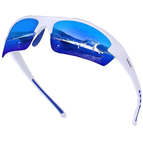 Image of Duduma Polarised Sunglasses Mens Sports Sunglasses for Men Women Cycling Fishing Running Golf Sunglass with UV Protection TR62(White/blue)