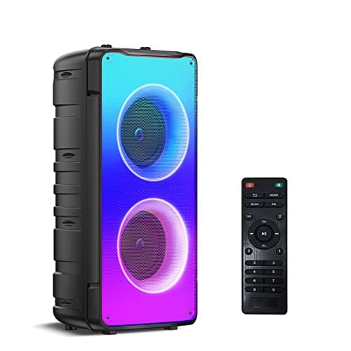 Image of Bluetooth Speakers, 60W(80W Peak) Portable Loud Wireless Stereo Speaker with Rich Bass, Bluetooth 5.0, FM Radio, Colorful Lights, TWS Pairing, 10000mAh Battery, Outdoor Speaker for Home Party Gifts