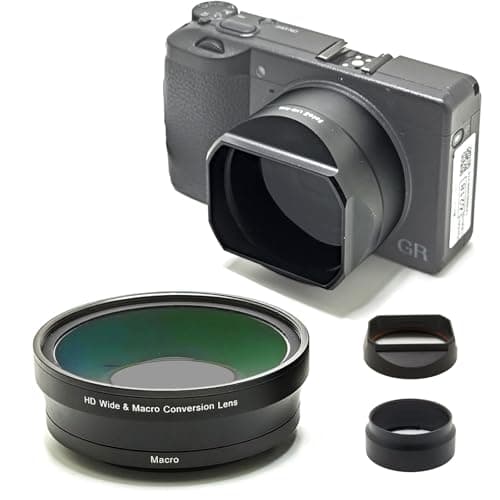 Image of FotoZ Conversion Lens for Ricoh GR III & GR III HDF, 49mm 0.75x Wide Angle & Macro 2 in 1 with Lens Hood, Filter Adapter Replaces GA-1