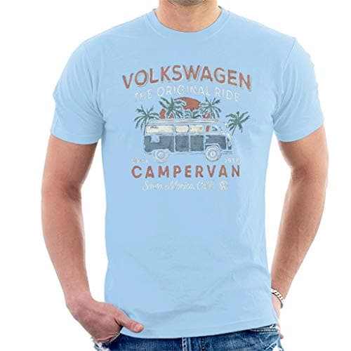 Image of Volkswagen The Original Ride Campervan Men's T-Shirt Sky Blue