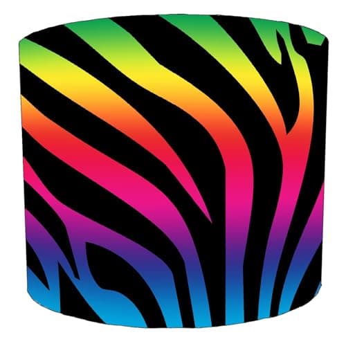 Image of Rainbow Zebra Animal Print Lampshade in 3 Sizes for Ceiling Light Shade Pendant or Table Lamp