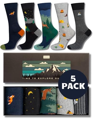 Image of soxo Adventure Socks For Men Funny Gifts Mens Cotton Sock Colourful Funky Gift Men's Crazy Presents Box 6.5-10.5 Outdoor 5 Pairs