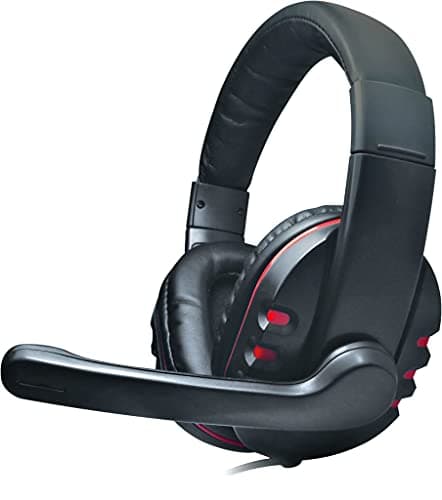 Image of Dynamode USB Headset with Microphone - Wired Headphones for Computer, Laptop, Gaming, Office,Work - DYNA-MX878 Red/Black Adjustable Sound Cancelling Headphones for Skype, Chat, Calls, Streaming