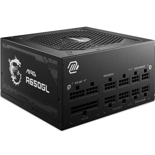 Image of MSI MAG A650GL Power Supply Unit, 650W, 80 Plus Gold, multiple generations GPU Support, Fully Modular,120mm FDB fan, Black Flat Cables, 7 Year Warranty