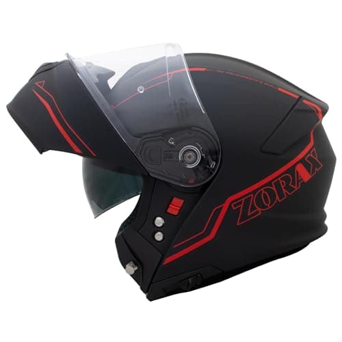 Image of Zorax Safari Matt Black/Red XXL (63-64cm) Double Visor Full Face Motorcycle Motorbike Helmet ECE 2206 Approved
