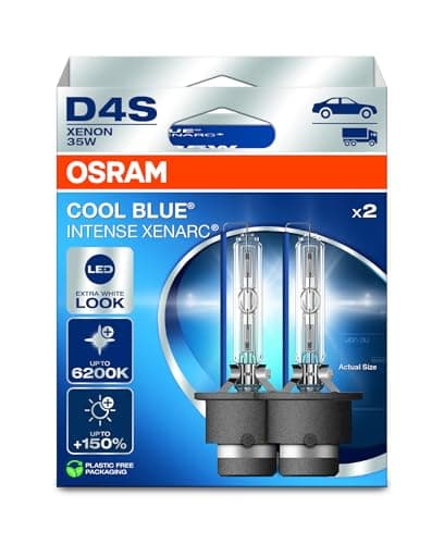 Image of OSRAM XENARC® COOL BLUE® INTENSE D4S, +150% more brightness, up to 6,200K, xenon headlight lamp, LED look, Hanging folding box (2 lamps)