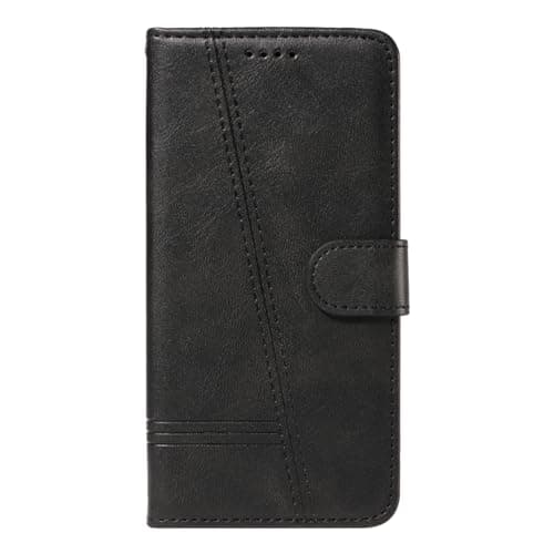 Image of Wuhaizher for Motorola E15/G05 Case Shockproof Leather Wallet Cover with Card Holder Slots Magnetic Flip Folio Kickstand Book Style Mobile Phone Case, Black