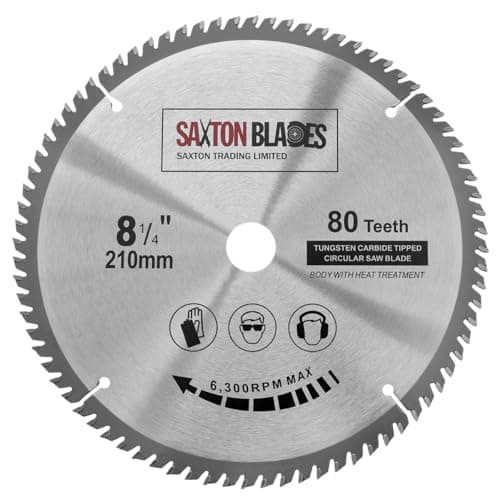 Image of Saxton TCT Circular Wood Mitre Saw Blade 210mm x 80T x 25.4mm Bore fits Evolution Rage Saws
