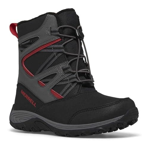 Image of Merrell Kid's Outback Snow Boot 2.0 Waterproof Snow Boot, Grey/Black/Red, UK 1