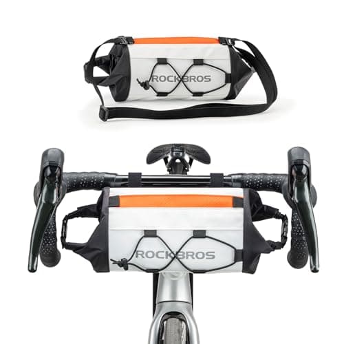 Image of ROCKBROS Bike Handlebar Bag with Shoulder Strap, Front Storage Roll Pouch for Mountain Road Bikes E-Bike, Front Top Tube Pack Bicycle Basket Shoulder Pouch, Cycling Accessories
