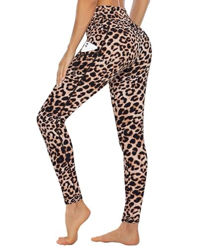 Image of CAMPSNAIL Leggings for Women UK with Pockets High Waisted Ladies Black Sport Stretchy Gym Trousers Running Soft Tummy Control Yoga Pants Workout Hiking(Leopard,2XL)