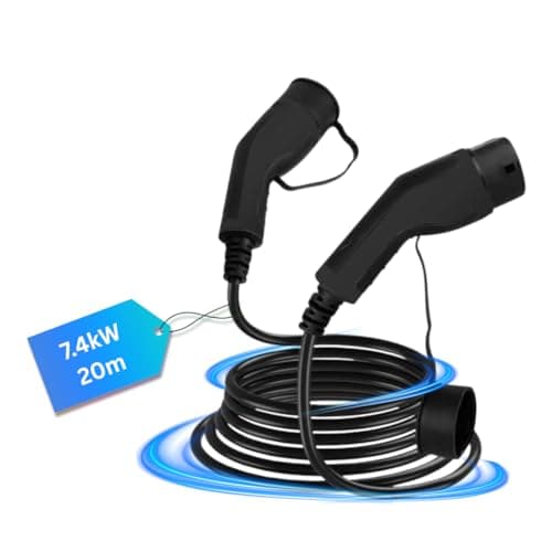 Image of Type 2 to Type 2 EV Charging Cable, 32amp, 7.4kW, Single Phase, Black (20m)