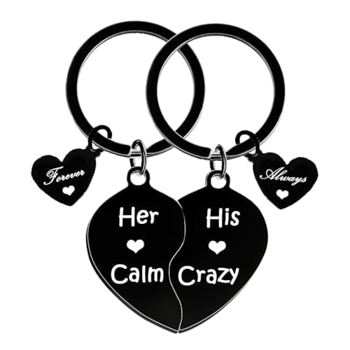 Image of Nfyxcaz 2pcs Couples Keyring His Hers Gifts Couple Matching Keyrings Boyfriend Keyring Gifts For Boyfriend Couple Gifts For Him Her Valentine's Day Gifts for Boyfriend Girlfriend