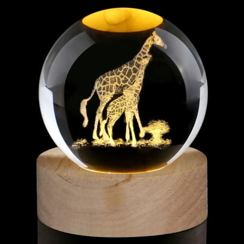 Image of AWARDSEN Giraffe Crystal Ball Gifts for Women Glass Animal Ornaments Paperweight Gifts for Women Teacher Gift