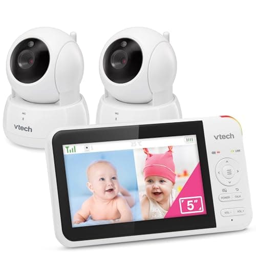 Image of VTech VM924-2 Video Baby Monitor with 2 Cameras, Pan and Tilt, Baby Monitor with 5 inch LCD Screen, Up to 17 Hrs Battery Life, 1.33x Zoom, Night Vision, 300m Long Range, Soothing Sounds, 2-Way Talk