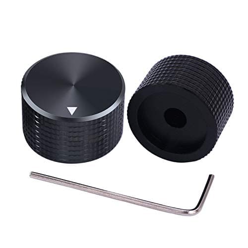 Image of Taiss/ 2pcs Black Aluminum Rotary Electronic Control Potentiometer Knob For 6 mm Diameter Shaft, Volume Control Knob, Audio knob, Guitar Knob，Switch Knob, 25mm dia. x 15mm height