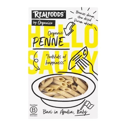 Image of Realfoods by Organico | Organic White Penne Pasta – Traditional Bronze-Cut Durum Wheat, Slow-Dried in Bari, Italy, 500g
