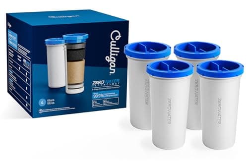 Image of Culligan with ZeroWater Technology Replacement Filter 4-Pack, 5-Stage Advanced Water Filter – IAPMO Certified to Reduce Lead, Total PFAS (Forever Chemicals), Mercury, Fluoride, and Chlorine