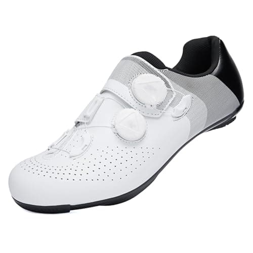 Image of FOTGROY Mens Road Bike Cycling Shoes Women Compatible with KEO Pedal Compatible Installation SPD-SL/Peloton Cleats White/Size UK 8