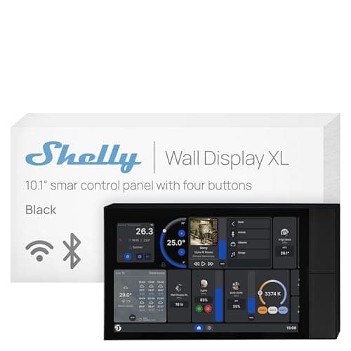 Image of Shelly Wall Display XL Black - Wi-Fi Smart Home Control Panel, Touch Screen Colour Display 10.1", 4 Buttons, Relay 5A, LUX, Wireless Control, Alexa & Google, Home Assistant