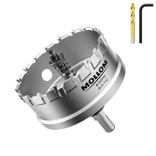 Image of Mollom (83mm | 3-1/4'') Heavy Duty Carbide Hole Saw with 2 Pilot Drill Bits, Hole Cutter cuts Stainless Steel, mild Steel, Iron, Copper, Brass, Plastic